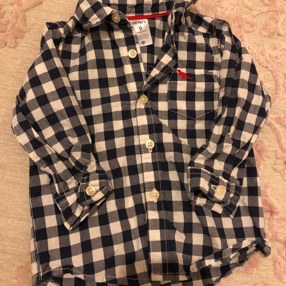 Black and white plaid long sleeve button up
